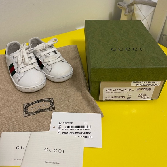 Gucci Kids new ACE lace up sneakers - Picture 3 of 7